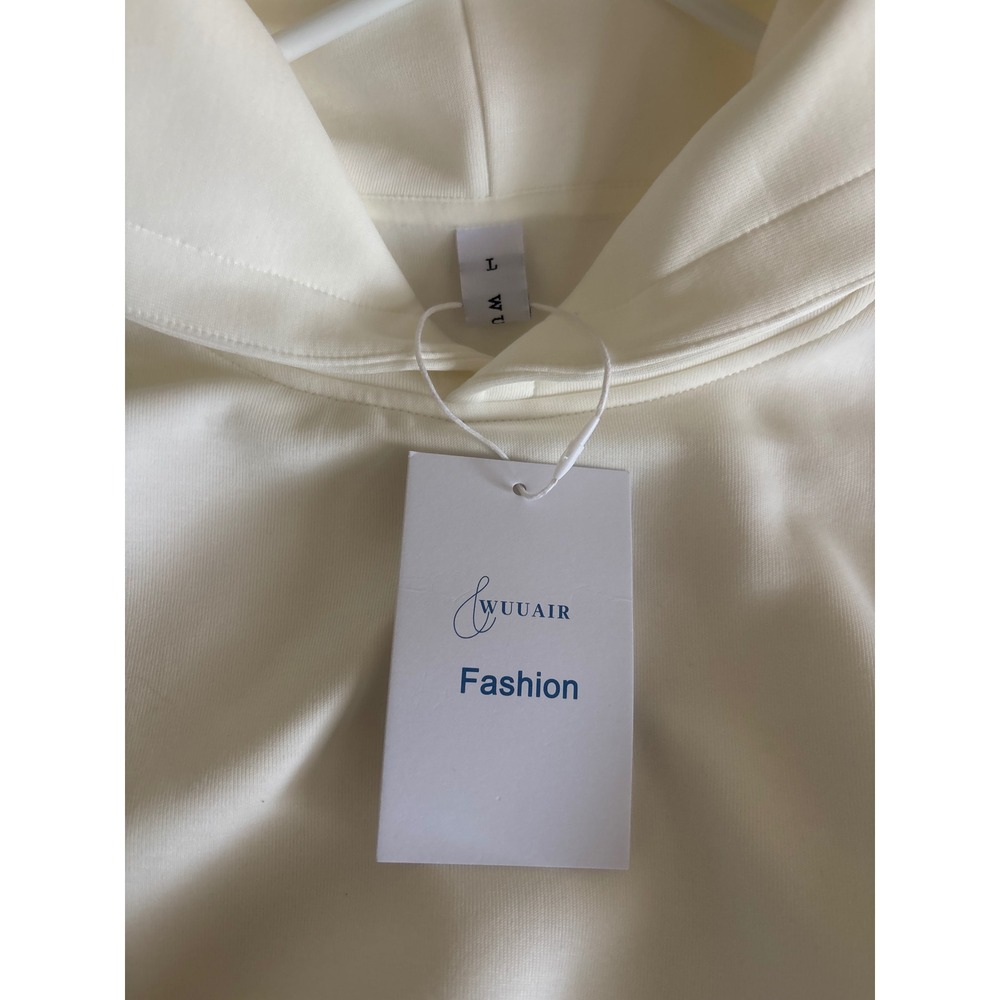 Wuuair Fashion Womens White Raglan Sleeve Hoodie Sweatshirt Large NWT - Picture 4 of 7